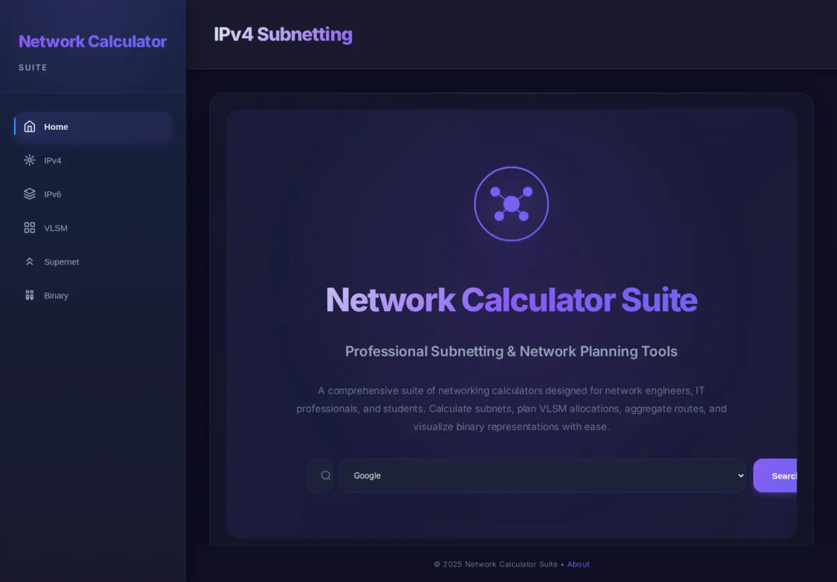 Network Calculator Suite interface